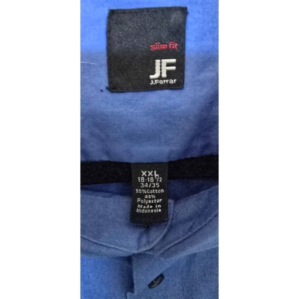 J.Ferrar Slim Fit Mens Button-Up XXL Blue Dress Shirt - Picture 3 of 3